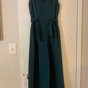 Joie sleeveless teal belted v neck jumpsuit
